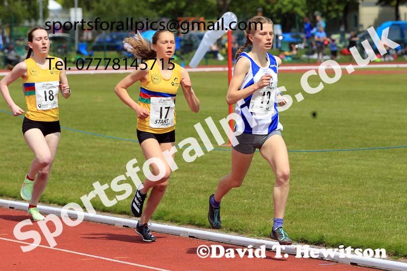 Womens Under-17s 3000 metres, 2022 Northern Inter Counties U17s and U15s Track and Field, York, Thursday, June 2nd. Photo: David T. Hewitson/Sports for All Pics